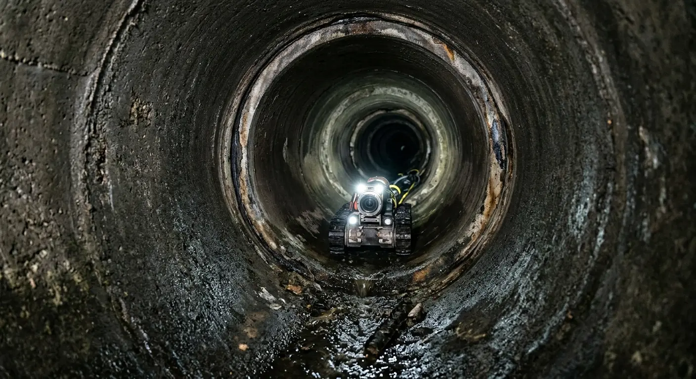Robotic sewer camera inspecting pipe interior for Drain Snake Service in Southside